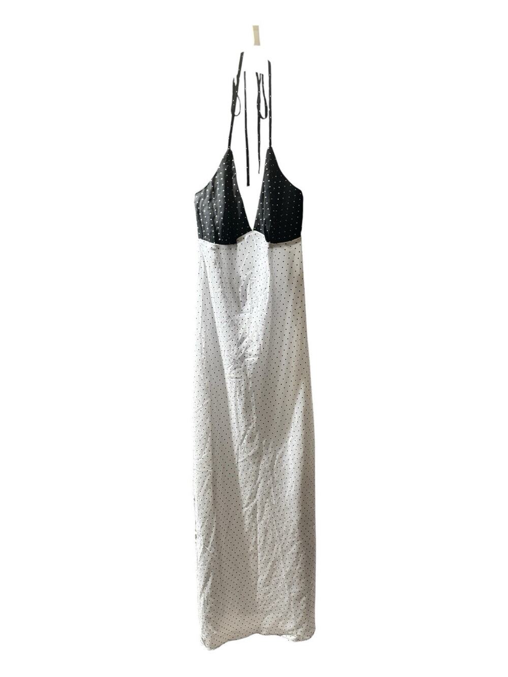 NWT Wild Fable Women’s XXS Black White Polka Dot Halter Maxi Dress Boho - Picture 1 of 4